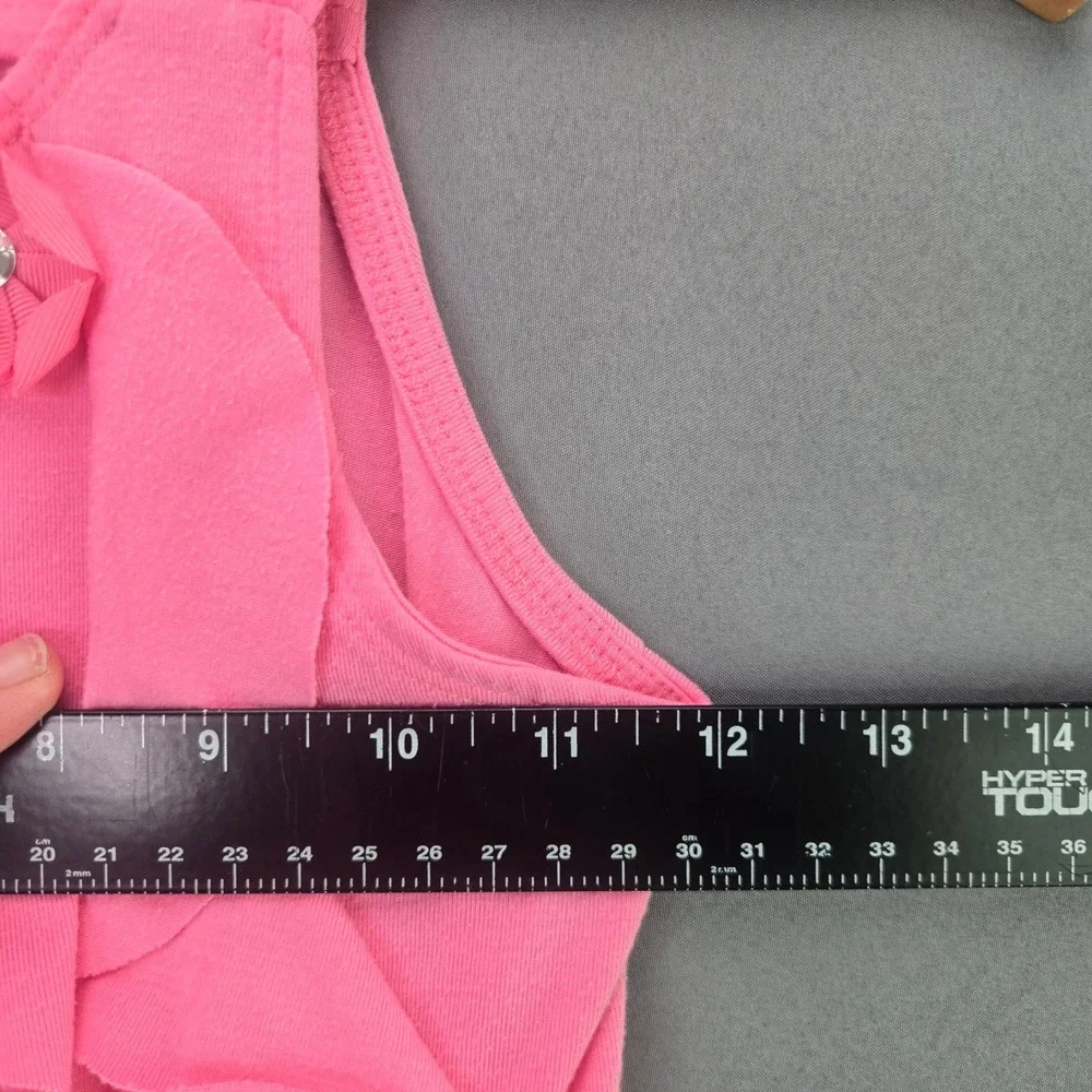 Gymboree Girls Tank Top Ruffle Floral Rhinestone Size 9 Pink Sleeveless Stretch